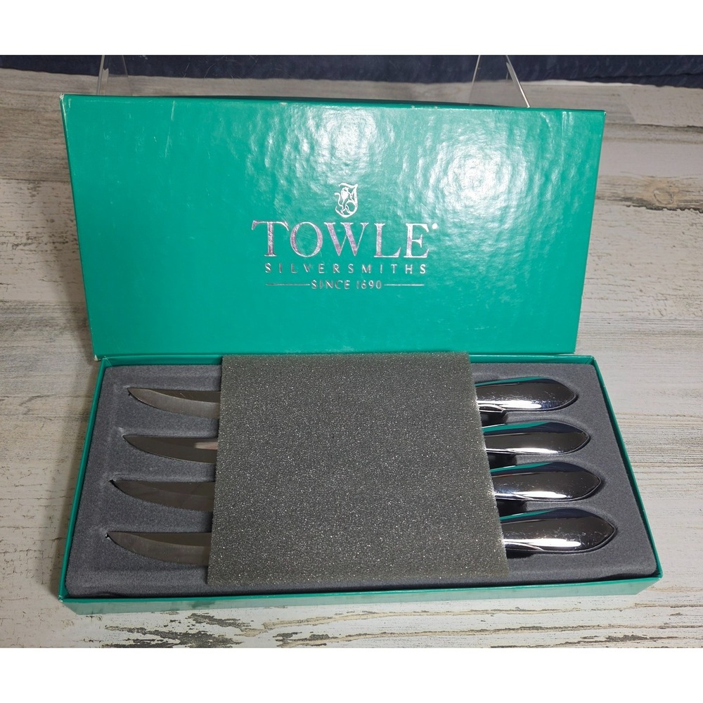 Towle Boston Antique Pattern Stainless U.S.A. Steak Knives Set of 4 New Open Box
